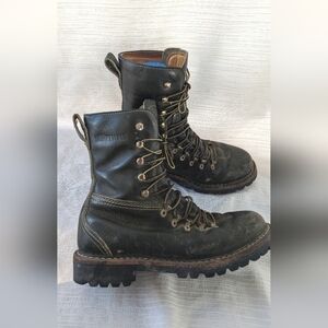 Vintage Herman Survivor Mans Dark Green Leather Combat Boot Size 8